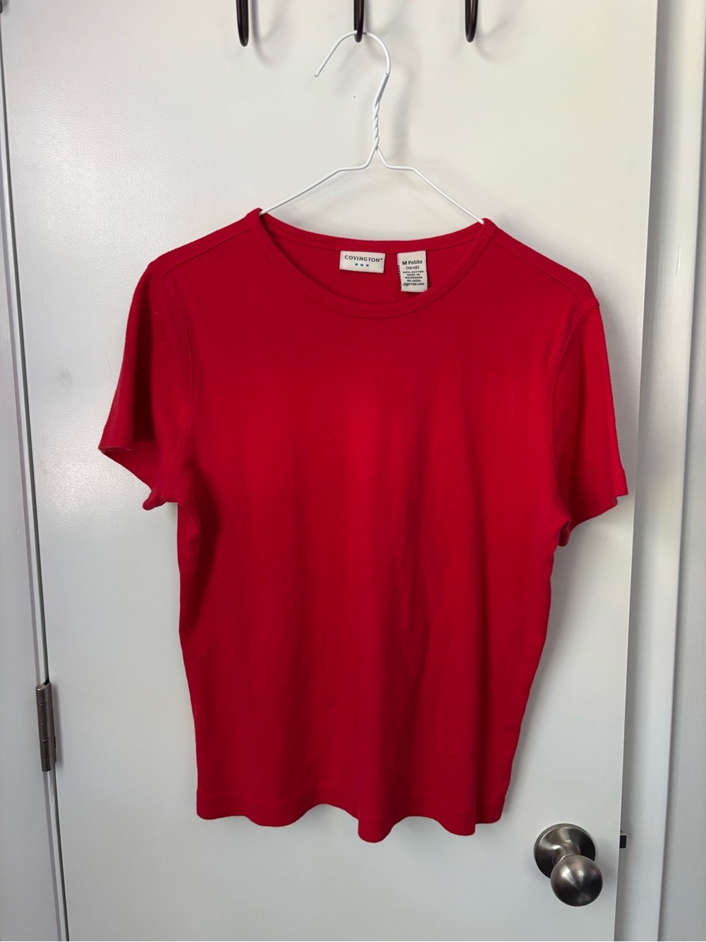 VTG 100% Cotton Covington Red Short Sleeve Crew Neck Tee